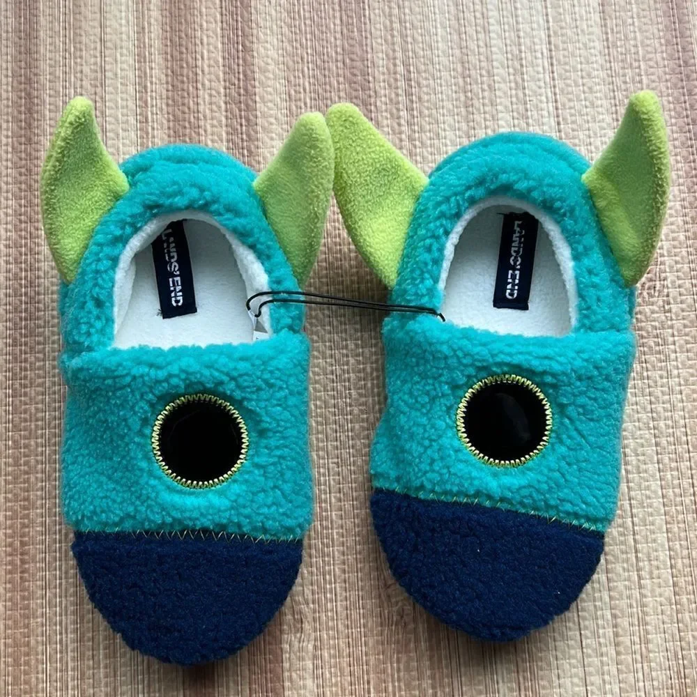 Lands End Cute Animal Fleece Slippers Rocket ship